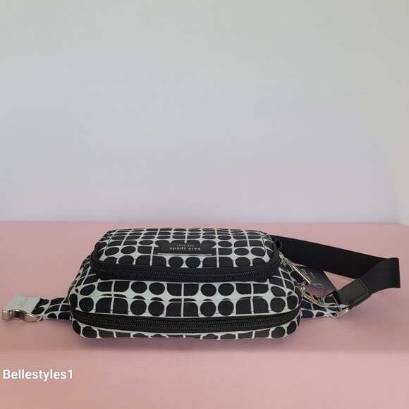 KATE SPADE Belt Bag Noel Jacquarded Printed Fabric Bag- Black Multi ⭐ - Picture 12 of 16